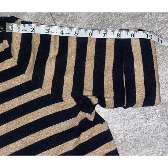 Lauren Ralph Lauren 1X Black Metallic Gold Striped Short Sleeve Resort Cruise - Picture 4 of 9